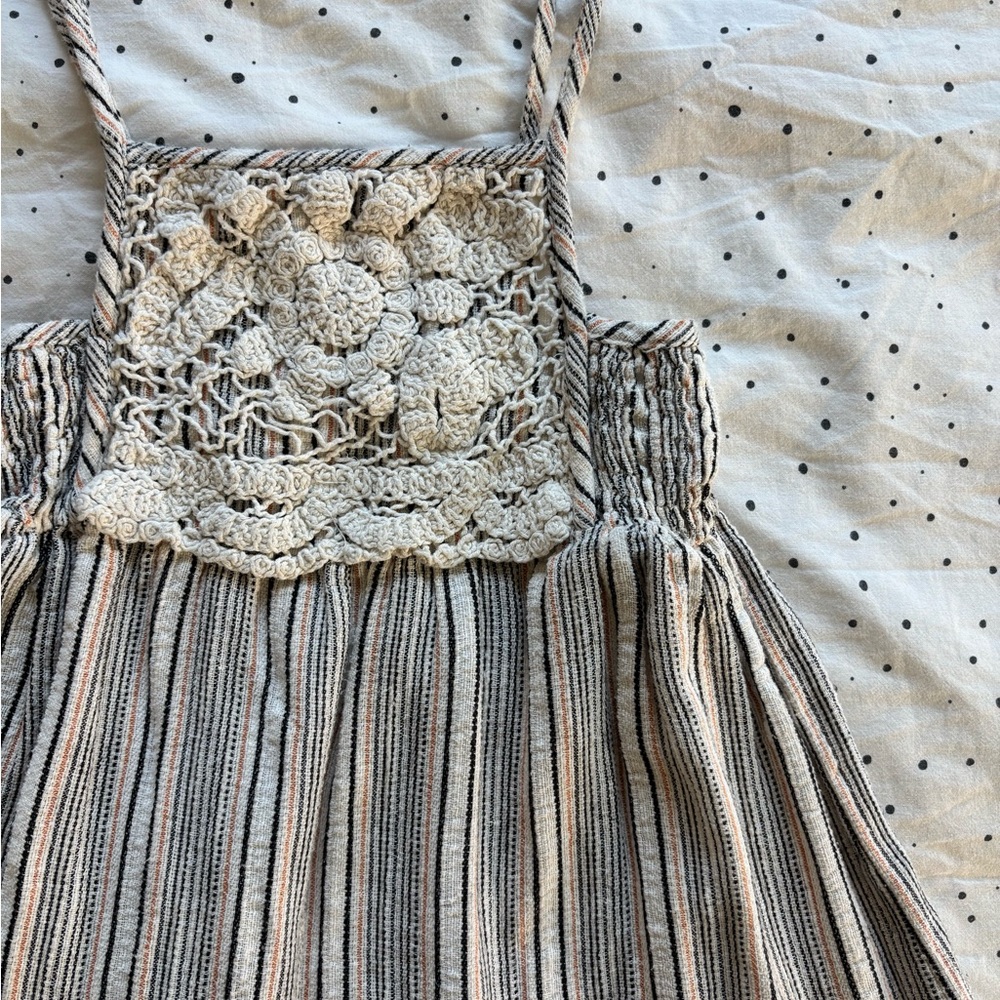 Zara Kids Casual Dress - Cream and Black Stripes